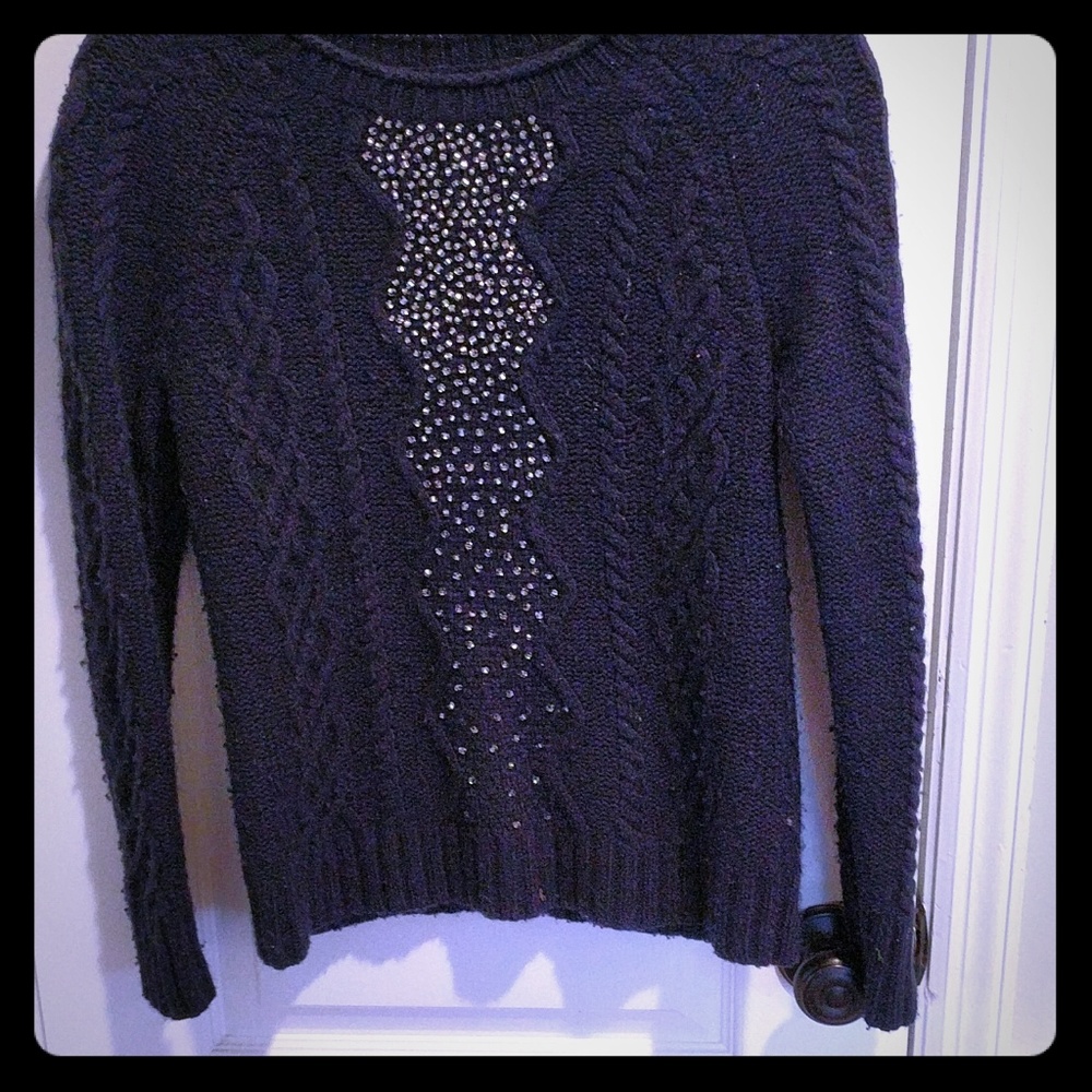 Beaded cableknit j.Crew sweater M